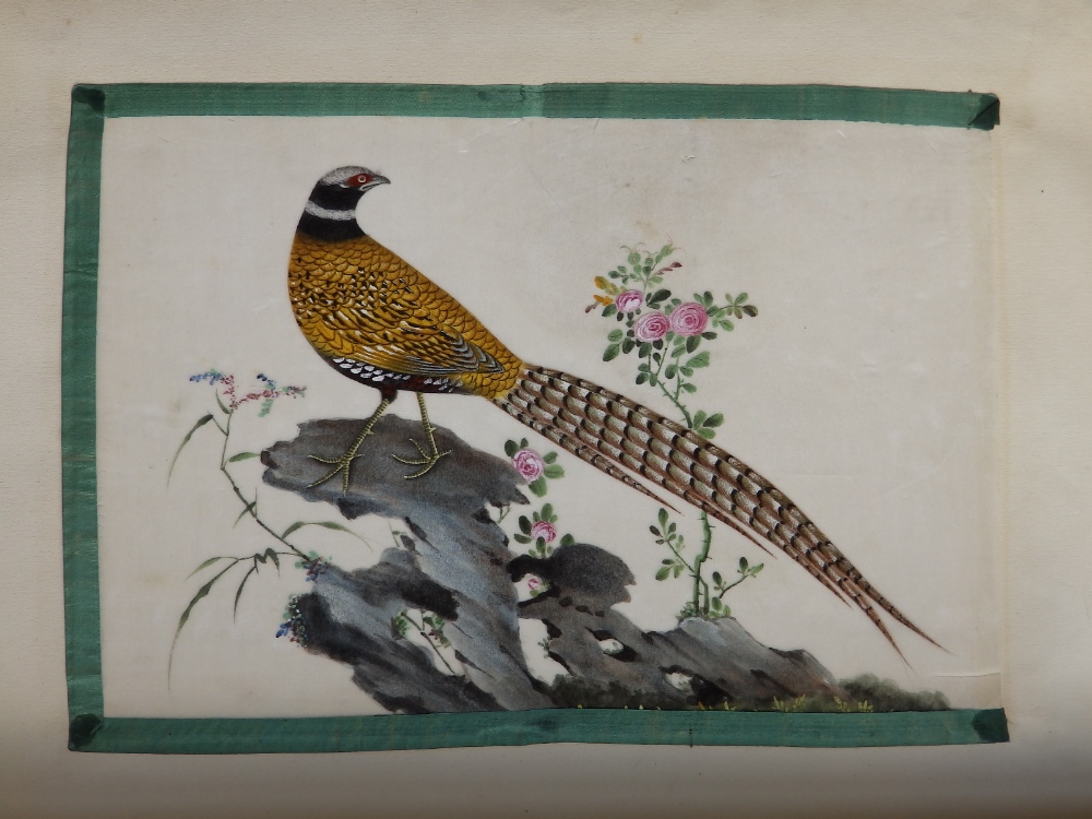 A late Victorian scrap album containing 16 double-sided pages bearing pasted-in Chinese watercolours - Image 5 of 18