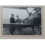 Two WWI period photos of RAF/RFC interest, one showing a senior official in bowler hat & white