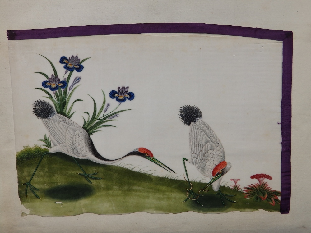 A late Victorian scrap album containing 16 double-sided pages bearing pasted-in Chinese watercolours - Image 9 of 18