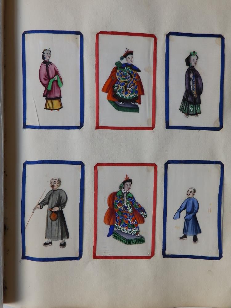 A late Victorian scrap album containing 16 double-sided pages bearing pasted-in Chinese watercolours - Image 14 of 18