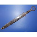 An ancient iron European ring pommel dagger - 6th/7thC, 14".