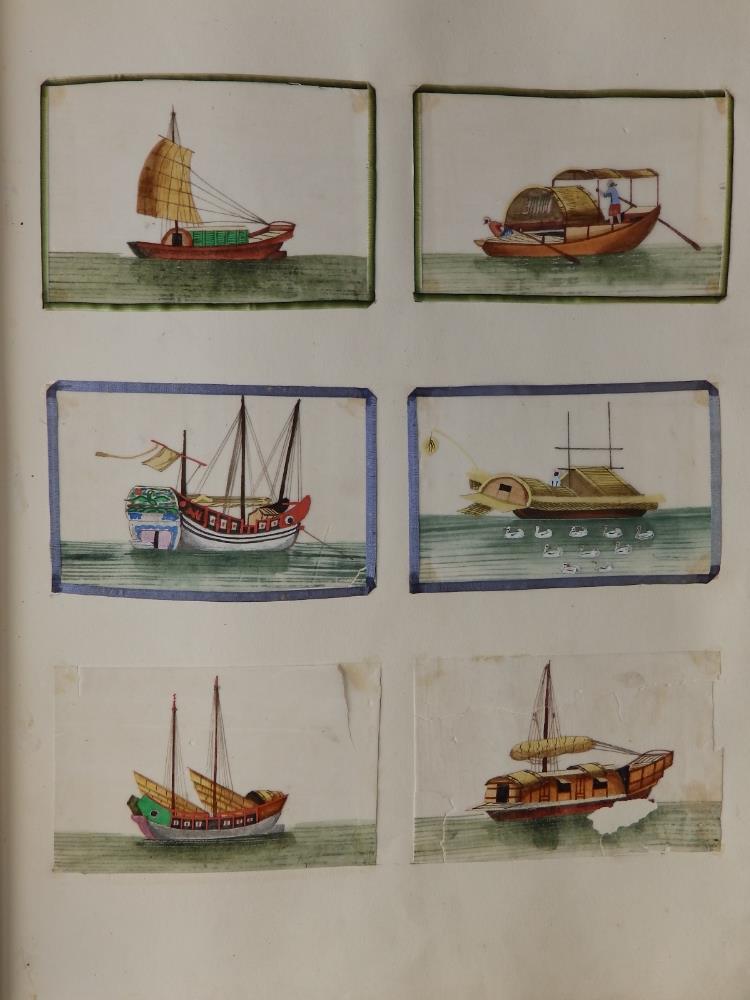 A late Victorian scrap album containing 16 double-sided pages bearing pasted-in Chinese watercolours - Image 18 of 18