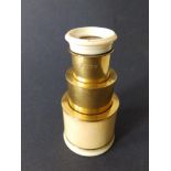 A 19thC two-drawer gilt brass & ivory monocular by Blunt, 22 Cornhill, London, 3.75" extended - a/