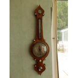 A 19thC inlaid rosewood banjo barometer, 38" and one other. (2) - a/f. Separate viewing arrangements