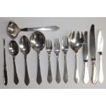 48 pieces of Georg Jensen Continental pattern 'Antik' table cutlery with 'Sterling' handles,