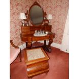 A Victorian duchesse dressing table and a commode stool. (2) Separate viewing arrangements by