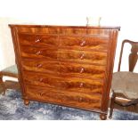 A Victorian mahogany chest two short & four long graduated drawers with turned wood handles having
