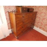 A Victorian mahogany chest of two short & three long graduated drawers with turned wood handles,