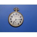 A gold plated Waltham pocket watch - dial discoloured.