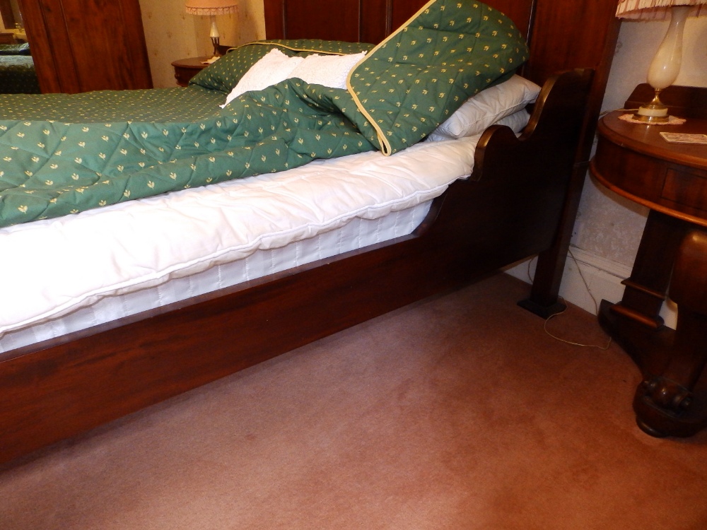 A Victorian style mahogany king size double bed, the high arched headboard with carved panelled - Image 4 of 4