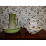 Four toilet jugs & basins - one basin chipped and four other pieces. (12) Separate viewing