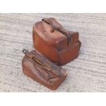 Two old leather Gladstone bags - a/f.