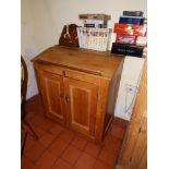 A pine bureau, Width 43" and a hall table with interior compartment - a/f. (2) Separate viewing
