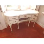 A white painted dressing table & stool, together with a pair of reproduction bedside cabinets. (4)