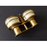 A pair of '1874 Patent' gilt brass & ivory telescopic binoculars with gold banded decoration, 4.5"