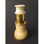 A 19thC single drawer gilt brass & ivory monocular by W & S Jones, 30 Holborn, London, 3.8"