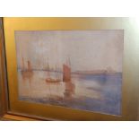 Ernest Holgate - watercolour - Sail & steam, a watercolour river landscape signed A. Coleman and