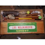 A cased Jaques badminton set and a modern Boules set. Separate viewing arrangements by