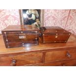 A Victorian inlaid rosewood sarcophagus shaped box, 13" across and one other. (2) - a/f Separate