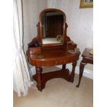 A Victorian duchesse dressing table, a towel rail, a two tier table and two chairs. (5) Separate