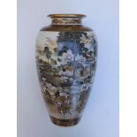 A signed Japanese Meiji period Satsuma earthenware vase by Okamoto Ryozan, Yasuda Company, the