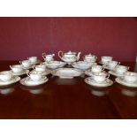 42 pieces of gilt decorated Aynsley tea china, comprising; teapot, covered sugar bowl, cream jug,
