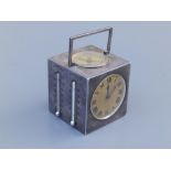 A Hermes five-sided multi-function cube travelling clock, having barometer & compass dials,