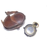 A WWI military brass pocket compass in leather case - F-L No.111777, 1917 - Verner's Pattern VIII