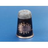 An early 19thC Pierceys Patent gold & silver mounted tortoiseshell thimble, a gold floral