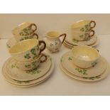 23 pieces of Belleek clover pattern tea china, comprising seven cups & saucers, eight tea plates and