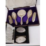 A plain presentation five piece silver dressing table brush set to 'Kitty Clay', Birmingham 1928 -