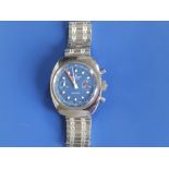 A gent's stainless steel Breitling Sprint wrist watch, the blue dial with subsidiaries for 45 minute