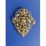 An antique rose cut diamond set openwork pendant/brooch, profuse arabesque scroll & strapwork,