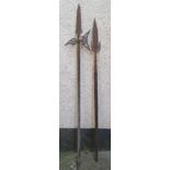 Two antique halberds - the longer 62".