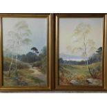 James Walter Gozzard (1888-1950) - pair of watercolours - Woodland scenes with a figure and