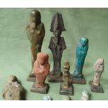 A collection of ancient Egyptian artefacts, the tallest Ushabti figure, 4.5".