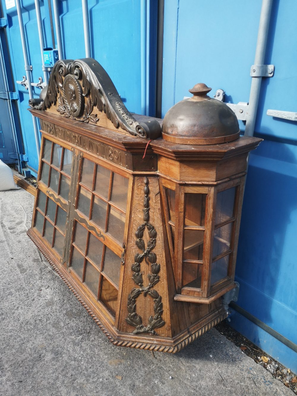 A bookcase/display cabinet made from oak from Nelson's flagship HMS Foudroyant with copper - Image 3 of 25