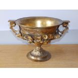 A gilt brass two-handled centrepiece, 12" across handles.