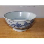 A Chinese Tek Sing Cargo blue & white porcelain bowl with Nagel Auctions label, 6.75" diameter.