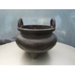 A small Chinese bronze censer, 3.1" diameter.