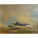 Frank Wootton (1911-1998) - oil on canvas - 'Typhoons taking off from B4 Normandy, August 1944',