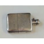 A presentation silver hip flask - 'RRP' - Dixon & Sons, Sheffield 1915, 5.75".