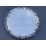 A Garrard & Co. silver presentation salver with piecrust edge - 'To Major & Mrs T.G.H. Jackson by