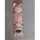 Two painted West African carved wood masks - ex Felix Dennis Collection, 27" & 11" high.