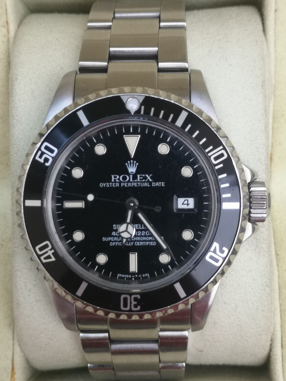 A boxed 1991 gent's stainless steel Rolex Oyster Perpetual Date Sea-Dweller automatic wrist watch