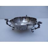 A late Victorian three-handled embossed silver bowl - JJ, Chester 1901, 5" diameter excluding