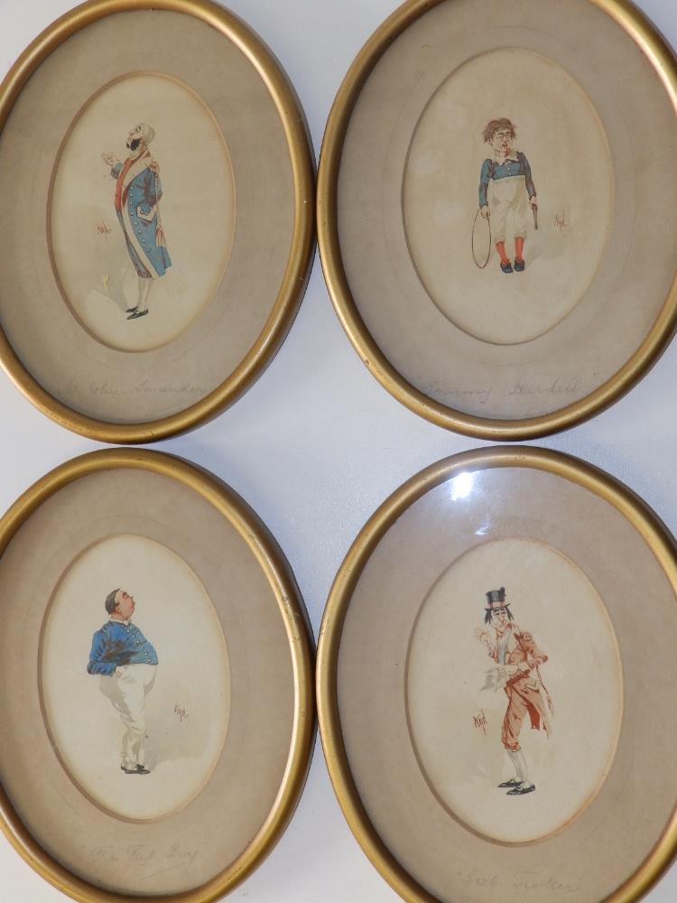 Joseph Clayton Clark - 'Kyd' (1856/7-1937) - a set of four small oval watercolours depicting named