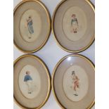 Joseph Clayton Clark - 'Kyd' (1856/7-1937) - a set of four small oval watercolours depicting named