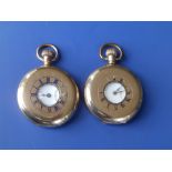 A Waltham gold plated half hunter cased pocket watch and one other. (2)