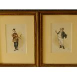 WL - A pair of Edwardian watercolours depicting Dickens characters, dated 1907, 5.75" x 4". (2)
